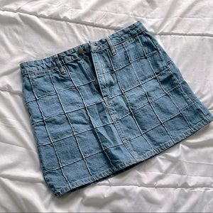 Patchwork denim mini skirt